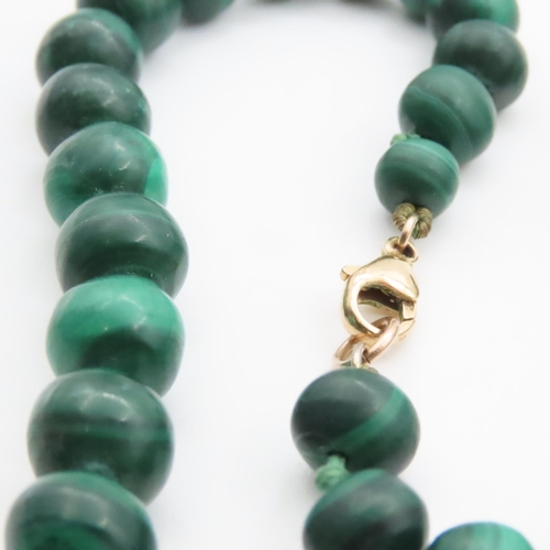 1685 - Graduated Bead Necklace Polished Malachite with 9 Carat Yellow Gold Clasp 50cm Long