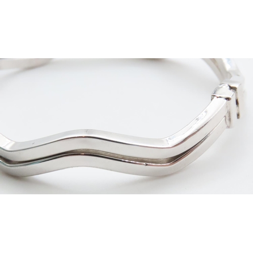 1694 - 9 Carat White Gold Two Row Wave Design Bangle Inner Width 6cm