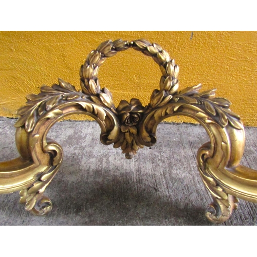 17 - Gilded Serpentine Front Console Table Marble Top Swag Vine Motif Decoration to Frieze 38 Inches Wide... 