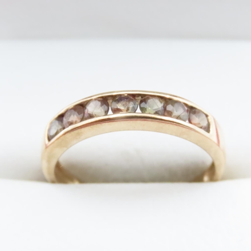 1701 - Alexandrite Half Eternity Ring Set in 9 Carat Yellow Gold Band Ring Size R and a Half