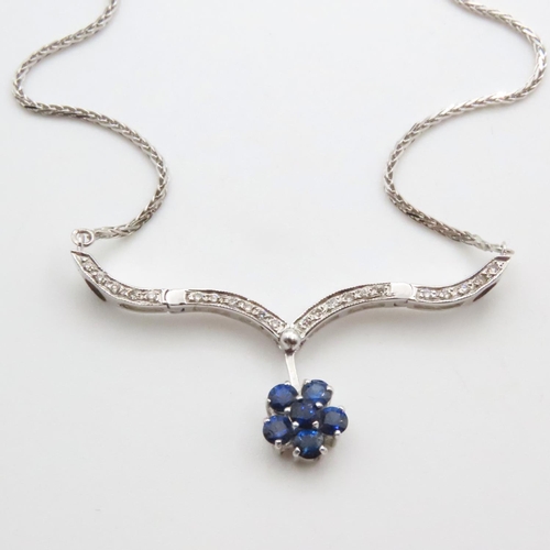 1702 - Sapphire and Diamond Set Articulated Pendant Attractively Detailed Mounted in 18 Carat White Gold Fu... 