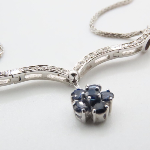 1702 - Sapphire and Diamond Set Articulated Pendant Attractively Detailed Mounted in 18 Carat White Gold Fu... 