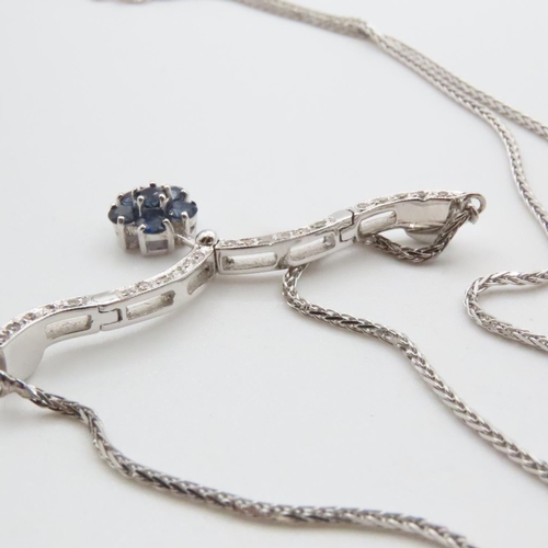 1702 - Sapphire and Diamond Set Articulated Pendant Attractively Detailed Mounted in 18 Carat White Gold Fu... 