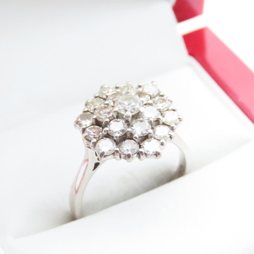 1703 - Diamond Cluster Ring of High Scintillation Mounted on 18 Carat White Gold Band Ring Size N