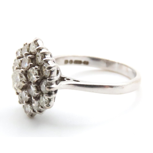 1703 - Diamond Cluster Ring of High Scintillation Mounted on 18 Carat White Gold Band Ring Size N