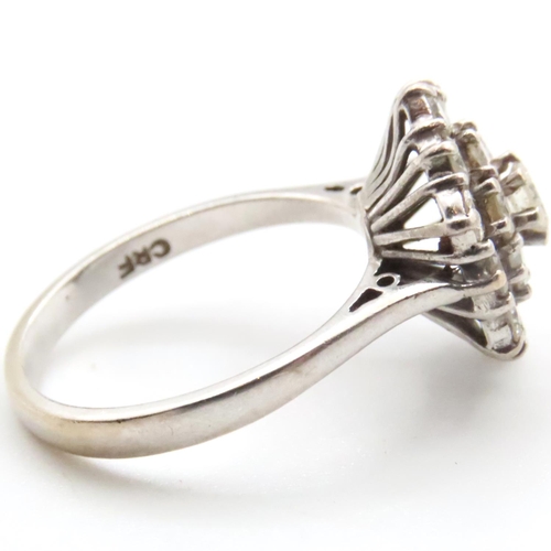 1703 - Diamond Cluster Ring of High Scintillation Mounted on 18 Carat White Gold Band Ring Size N