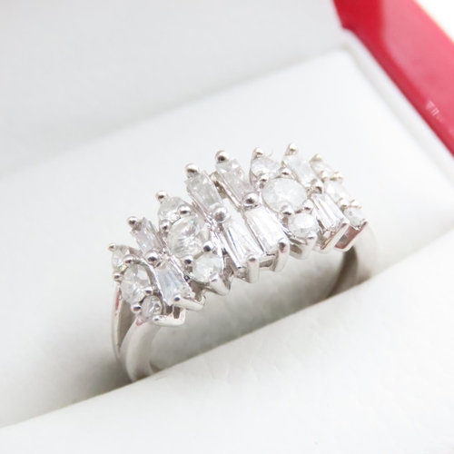 1707 - Diamond Cluster Ring Mounted on 9 Carat White Gold Band Ring Size K and a Half