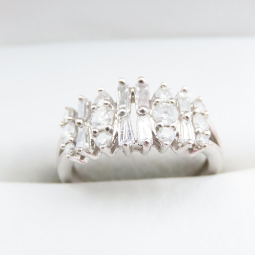 1707 - Diamond Cluster Ring Mounted on 9 Carat White Gold Band Ring Size K and a Half