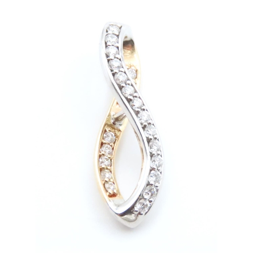 1708 - Diamond Set 14 Carat Yellow and White Gold Pendant 3.5cm High