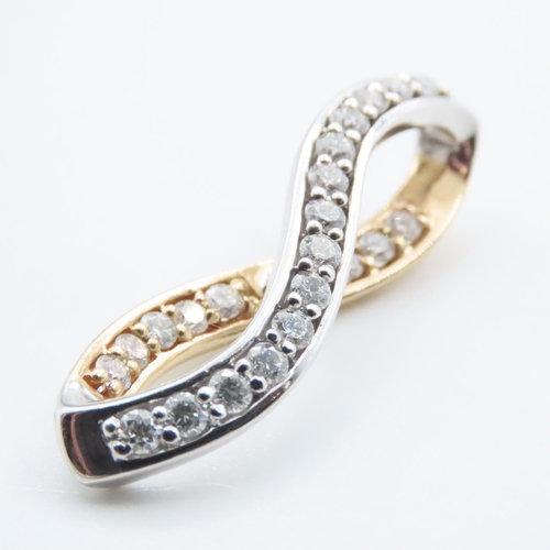 1708 - Diamond Set 14 Carat Yellow and White Gold Pendant 3.5cm High