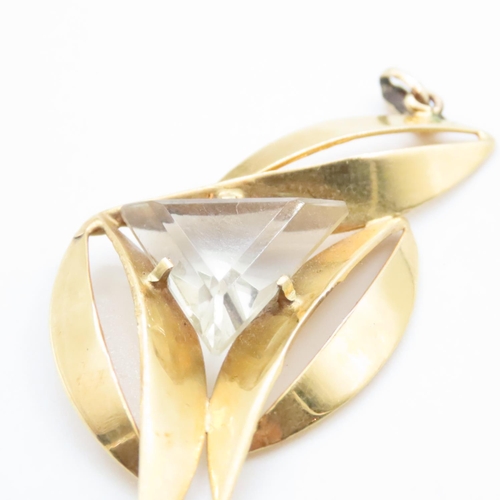 1709 - Gemstone Pendant Mounted on 9 Carat Yellow Gold 6cm High