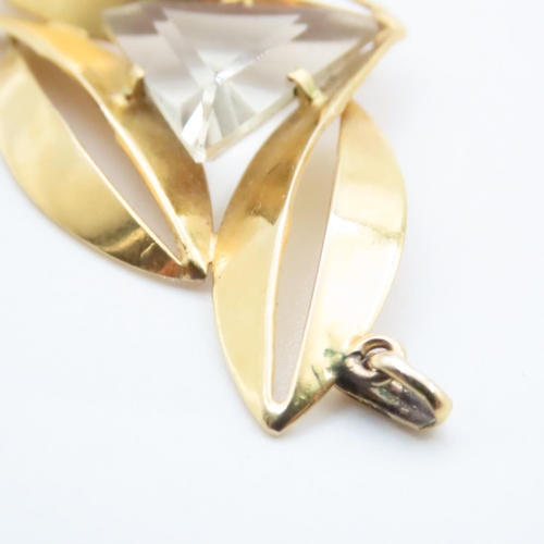 1709 - Gemstone Pendant Mounted on 9 Carat Yellow Gold 6cm High