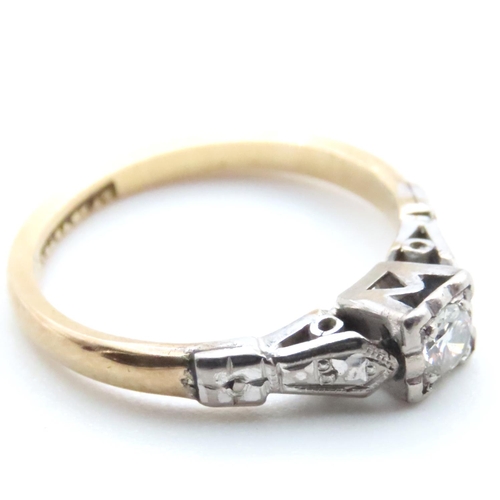 1715 - Diamond Solitaire Ring Platinum Set Further Diamond Decoration to Shoulders Mounted on 18 Carat Yell... 