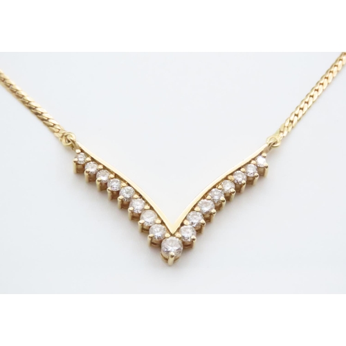 1720 - Diamond Set 18 Carat Yellow Gold Necklace Attractively Detailed 40cm Long