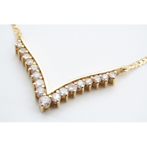 1720 - Diamond Set 18 Carat Yellow Gold Necklace Attractively Detailed 40cm Long