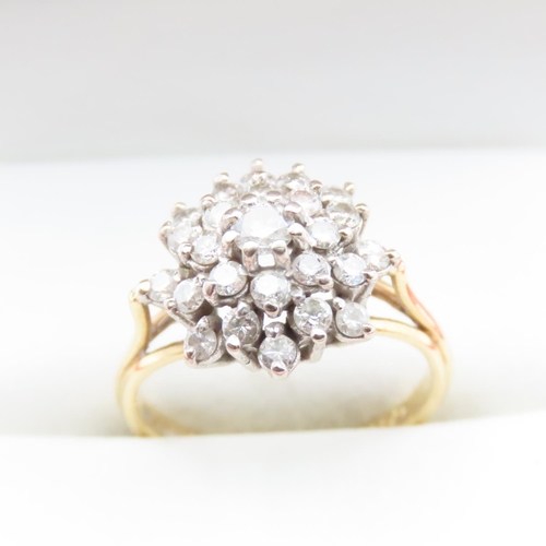 1721 - Diamond Cluster Ring Mounted on 18 Carat Yellow Gold Band Ring Size M