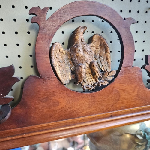 175 - Antique Chippendale Mahogany Wall Mirror with Upper Inset Carved and Gilded Eagle Approximately 32 I... 