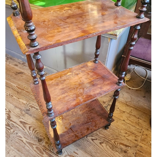 176 - Victorian Rosewood and Satinwood Inlaid Four Tier Whatnot Approximately 18 Inches Wide x 5ft 6 Inche... 