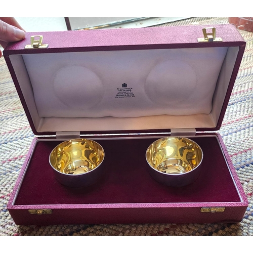 179 - Garrard Regency Plated Bowls Gilded Interiors Each Approximately 9cm Diameter Original Presentation ... 