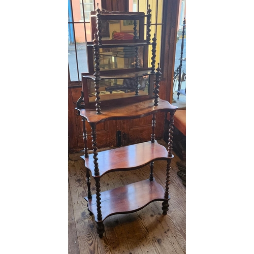 184 - Victorian Rosewood Six Tier Whatnot Mirrored Inset Plate Barleytwist Side Column Supports Approximat... 