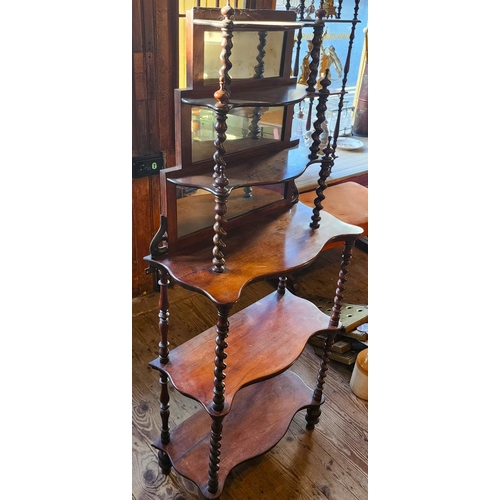 184 - Victorian Rosewood Six Tier Whatnot Mirrored Inset Plate Barleytwist Side Column Supports Approximat... 