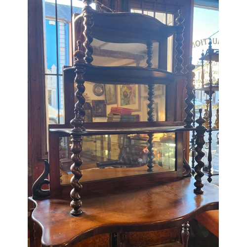 184 - Victorian Rosewood Six Tier Whatnot Mirrored Inset Plate Barleytwist Side Column Supports Approximat... 