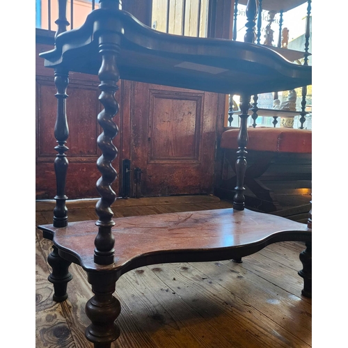 184 - Victorian Rosewood Six Tier Whatnot Mirrored Inset Plate Barleytwist Side Column Supports Approximat... 