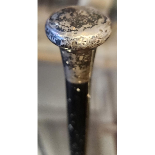 193 - Silver Top Walking Cane Ebonised Shaft Full Size