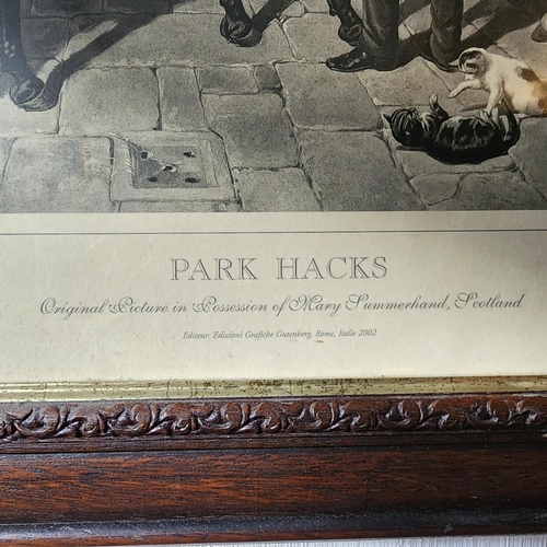 200 - James Herring Framed Lithograph Park Hacks at Stable Approximately 22 Inches Wide x 16 Inches High