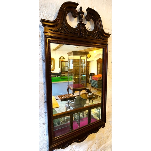 201 - Federal Carved Mahogany Wall Mirror Rectangular Form with Shaped Pediment Approximately 3ft High x 2... 