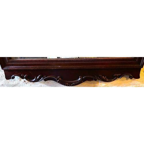 201 - Federal Carved Mahogany Wall Mirror Rectangular Form with Shaped Pediment Approximately 3ft High x 2... 