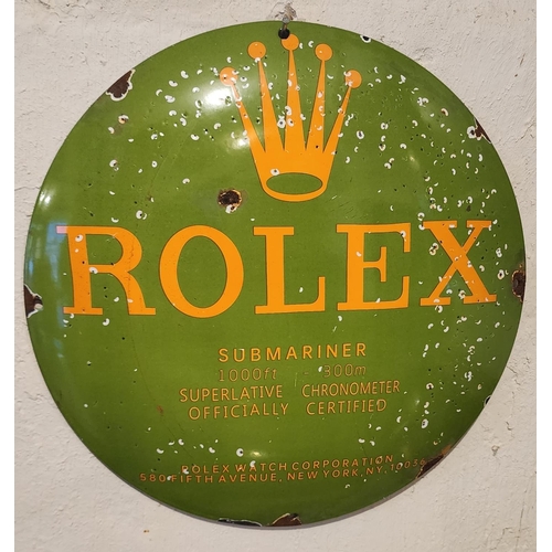 208 - Rolex Submariner Enamel on Metal Jewellery Shop Advertising Sign  Approximately 11 Inches Diameter