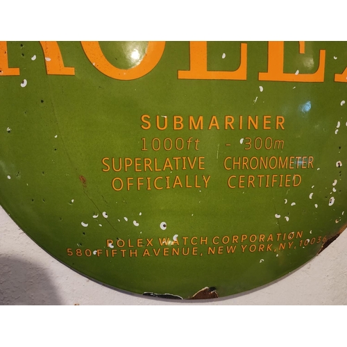 208 - Rolex Submariner Enamel on Metal Jewellery Shop Advertising Sign  Approximately 11 Inches Diameter