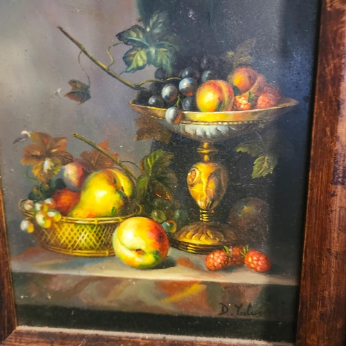 211 - David Yates Still Life with Peaches Oil on Board Approximately 9 Inches High x 6 Inches Wide Contain... 