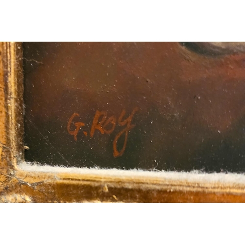 212 - Portrait of Terrier Contained Within Gilded Frame with Oil on Panel 5 Inches High x 7 Inches Wide Ap... 