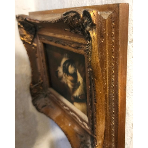 212 - Portrait of Terrier Contained Within Gilded Frame with Oil on Panel 5 Inches High x 7 Inches Wide Ap... 