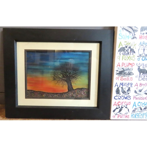 214 - Imelda Bradley Cavan Artist Original Mixed Media Painting and Another Framed Lithograph Painting Siz... 