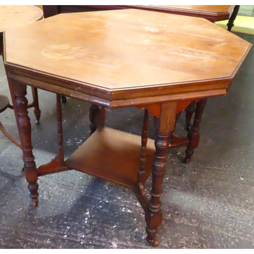 22 - Edwardian Octagonal Mahogany Centre Table with Under Tier Approximately 32 Inches Wide x 30 Inches H... 