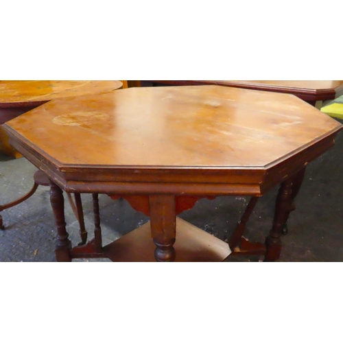 22 - Edwardian Octagonal Mahogany Centre Table with Under Tier Approximately 32 Inches Wide x 30 Inches H... 