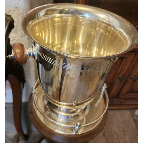 222 - Silver Plated Champagne Bucket with Matching Stand Silver Plated Full Gallery Above Pedestal Base En... 