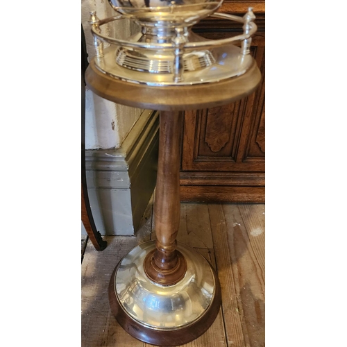 222 - Silver Plated Champagne Bucket with Matching Stand Silver Plated Full Gallery Above Pedestal Base En... 