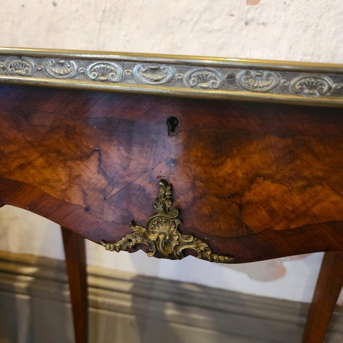 223 - Victorian Marquetry Decorated Kingswood Side Table Ormolu Mounted Single Drawer Above Cabriole Suppo... 