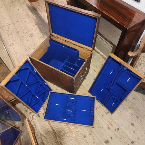 227 - Strong Box Oak Cased with Blue Baize Lined Interior Brass Side Carry Handles Hinged Cover Approximat... 