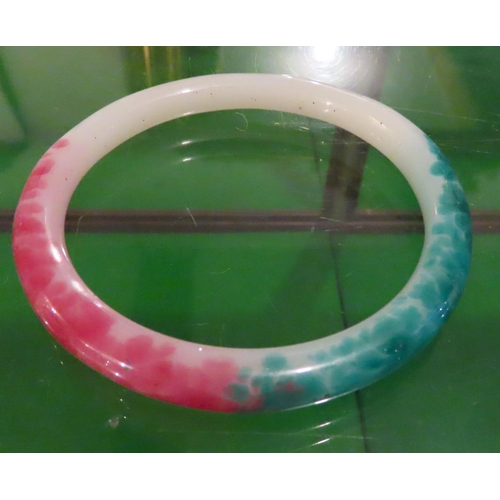 256 - Polished Agate Bangle 8cm Inner Diameter Unusual Colouring Possibly Jade