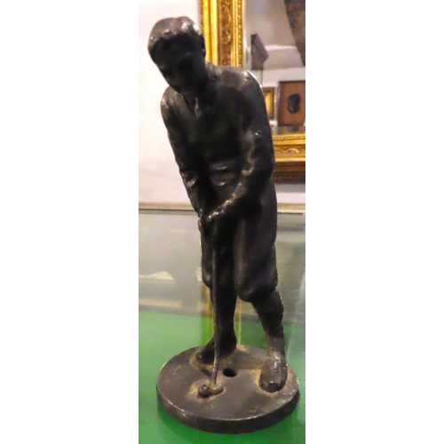 261 - Bronze Figure of Golfer Approximately 8cm High Attractively Detailed