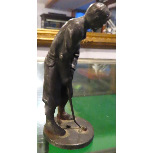 261 - Bronze Figure of Golfer Approximately 8cm High Attractively Detailed