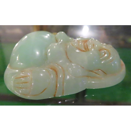 263 - Carved Jade Figure Smiling Buddha Approximately 6cm High