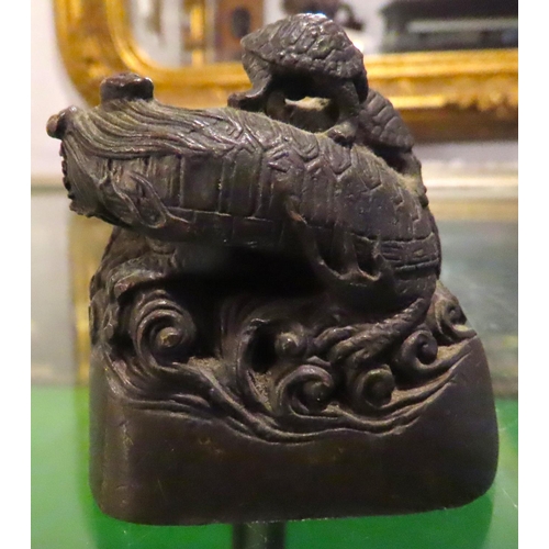 266 - Unusual Eastern Bronze Scroll Weight Finely Detailed Approximately 5cm High