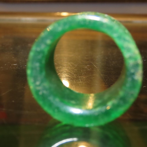 267 - Carved Jade Archers Ring Incised Detailing