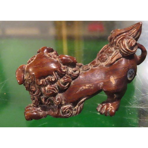 269 - Carved Hardwood Figure Snarling Beast Signed Verso with Inset Initials Approximately 5cm Wide